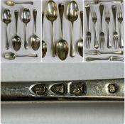 ASSORTED SILVER CUTLERY, including serving spoons, tablespoons, forks, and teaspoons, approx.