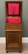 EDWARDIAN MAHOGANY INLAID FALL-FRONT COAL & MUSIC CABINET 77 (h) x 38 (w) x 38cms (d) Provenance: