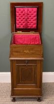 EDWARDIAN MAHOGANY INLAID FALL-FRONT COAL & MUSIC CABINET 77 (h) x 38 (w) x 38cms (d) Provenance: