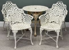 CAST METAL RETICULATED GARDEN FURNITURE, comprising circular top table, 68 (h) x 68cms (diam.),