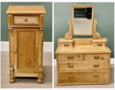 VINTAGE PINE DRESSING CHEST OF DRAWERS, with a swing-top mirror having two small drawers, 150 (h)