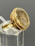 9CT GOLD SMOKY QUARTZ RING, rope twist detail, size K, 4g Provenance: deceased estate Conwy