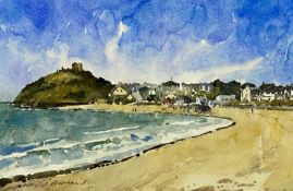 ‡ DAVID GROSVENOR (b. 1956) watercolour - 'Criccieth, Summer's Day', signed, 17 x 26.5cms