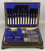 MAHOGANY CASED CANTEEN OF PLATED CUTLERY, for six persons, 49 pieces Provenance: private