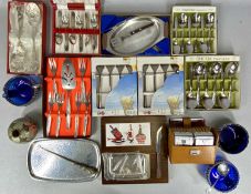 ASSORTED TABLEWARE, including boxed Oneida stainless-steel spoons, mid-century wooden and