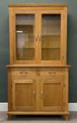 MODERN 'ANDRENA PELHAM' LIGHT OAK SIDEBOARD, upper section with twin-glazed doors and glass