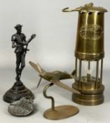 COLLECTABLES, including cast metal figure of Don Quixote, 20cms (h); brass spitfire on stand,