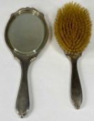GEORGE V SILVER & BLUE GUILLOCHÉ ENAMEL BACKED HAND MIRROR & HAIRBRUSH, London 1929 Provenance:
