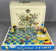 COLLECTABLES, comprising jewellery cabinet, hinged domed cover and fall front with floral