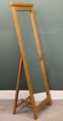 MODERN LIGHT OAK CHEVAL TYPE DRESSING MIRROR, British Made, 167 (h) x 62 (w) x 42cms (d) Provenance: