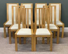 MODERN ERCOL LIGHT OAK DINING CHAIRS, eight similar patterns (4+4), 96cms (h) Provenance: private