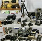 LARGE QUANTITY OF CAMERAS & ACCESSORIES, including Nikon F65 SLR, Nikon D40 bridge camera, various