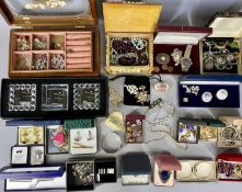 LARGE ASSORTMENT OF COSTUME JEWELLERY, including necklaces, bracelets, brooches, cufflinks, etc.,