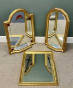 ART DECO STYLE WALL MIRROR with arched frame, applied stained-glass effect leaded decoration,