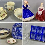 ASSORTED GLASS & CHINA WARE, including Royal Doulton Figure of the Year 'Mary', Coalport figure '