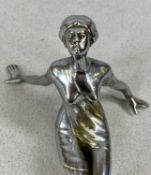 CHROME SPEED NYMPH CAR MASCOT, c. 1920, modelled as a lady with arms outstretched, stamped 'Reg Ed',