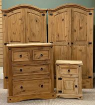 MODERN PINE BEDROOM FURNITURE, comprising pair of dome-top wardrobes, 189 (h) x 98 (w) x 55cms (