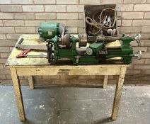 VINTAGE METALWORKING LATHE with electric motor, 80cms (l) overall Provenance: deceased estate Ynys