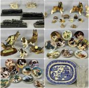 ASSORTED RESIN ANIMAL FIGURES, Danbury Mint collector's plates featuring dogs, etc. Provenance: