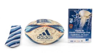 RUGBY UNION CLUB HOUSE: SIGNED MATCH BALL FROM 2010 AMLIN CUP FINAL, CARDIFF VS. TOULON, signed by