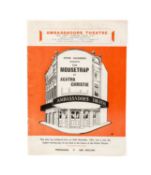 AUTOGRAPH & EPHEMERA CLUB HOUSE: AGATHA CHRISTIE SIGNED 'MOUSETRAP' PROGRAMME, c.1967, Ambassadors