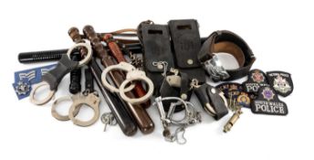 SERVICES CLUB HOUSE: COLLECTION OF POLICE RELATED SERVICE ITEMS, to include a black leather