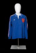 RUGBY UNION CLUB HOUSE: FRENCH INTERNATIONAL JERSEY MATCH-WORN BY SERGE BLANCO (b. 1958), blue