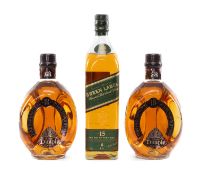 WINE, WHISKY & SPIRITS CLUB HOUSE: THREE BOTTLES OF WHISKY including, Johnnie Walker Green Label,
