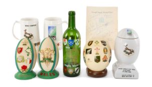 RUGBY UNION CLUB HOUSE: RUGBY COLLECTABLES to include decorative ostrich egg from the 1995 South