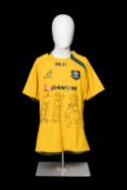 RUGBY UNION CLUB HOUSE: SIGNED AUSTRALIA WALLABIES REPLICA JERSEY CIRCA 2014-2015, BLK branded