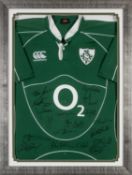 RUGBY UNION CLUB HOUSE: SIGNED IRELAND REPLICA JERSEY, Canterbury branded jersey with shamrock patch