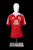 RUGBY UNION CLUB HOUSE: SIGNED 2013 REPLICA BRITISH LIONS JERSEY FOR THE TOUR TO AUSTRALIA, Adidas