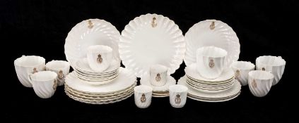 MARITIME CLUB HOUSE: HARLEQUIN PART SERVICE OF COPELAND & SHELLEY PORCELAIN, shank fluted tea and