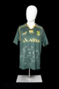 RUGBY UNION CLUB HOUSE: SIGNED SOUTH AFRICA SPRINGBOK REPLICA JERSEY CIRCA 2011-2013, Canterbury