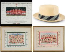 RUGBY UNION CLUB HOUSE: SIGNED BARBARIANS STRAW PANAMA HAT FROM THE SUMMER TOUR 2013. Olney