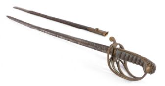 MILITARY CLUB HOUSE: VICTORIA P1822 INFANTRY OFFICERS SWORD, with an 82cm blade, broad fuller,