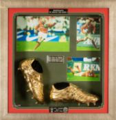 RUGBY UNION CLUB HOUSE: PAIR OF GOLDEN BOOTS, a cast from the original match boots of Neil