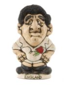 RUGBY UNION CLUB HOUSE: EARLY ENGLAND (8) GROGG BY JOHN HUGHES, hollow, early pottery example,