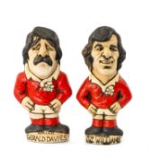 RUGBY UNION CLUB HOUSE: GERALD DAVIES & J.J. WILLIAMS GROGGS, Gerald Davies wearing his No. 14 Welsh