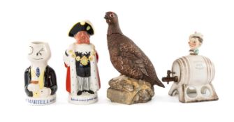 ADVERTISING CLUB HOUSE: NOVELTY JUGS & FLASKS, comprising Sandland (Hanley) Martell Cognac figural