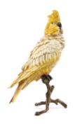 LARGE AUSTRIAN COLD PAINTED BRONZE SCULPTURE OF A COCKATOO, in the style of Franz Bergmann,