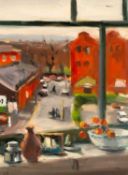 ‡ LIAM SPENCER (British, b. 1964) oil on board - the view from the artist's studio, signed with