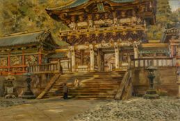 ATTRIBUTED TO ADELA BRETON (British, 1849-1923) oil on canvas - Yomeimo Gate at Nikko, Japan,