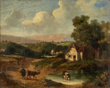 CIRCLE OF JAN BAPTISTE DE JONGHE (Flemish, 1785-1844) oil on panel - pastoral scene with cattle