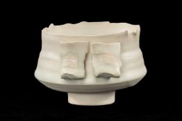 ‡ COLIN PEARSON (British, 1923-2007) porcelain - Winged bowl, on low foot, translucent blue tinted