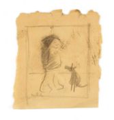 ‡ LAURENCE STEPHEN LOWRY RBA RA (British, 1887-1976) pencil sketch on brown paper - Child with