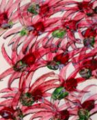 ‡ SIR SIDNEY NOLAN, O.M, R.A., (British/Australian, 1917-1992) oil on card - red and green