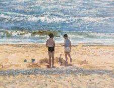 ‡ WILLIAM BOWYER (British, 1926-2015) oil on canvas - entitled verso, 'The Conspirators' on Royal