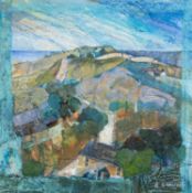 ‡ BARBARA STEWART (British, born 1929) mixed media and pastel - entitled verso, 'Road to Sea',
