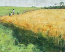 ‡ JAMES McKEOWN (British, born 1961) oil on canvas - The Cornfield, signed, indistinctly titled
